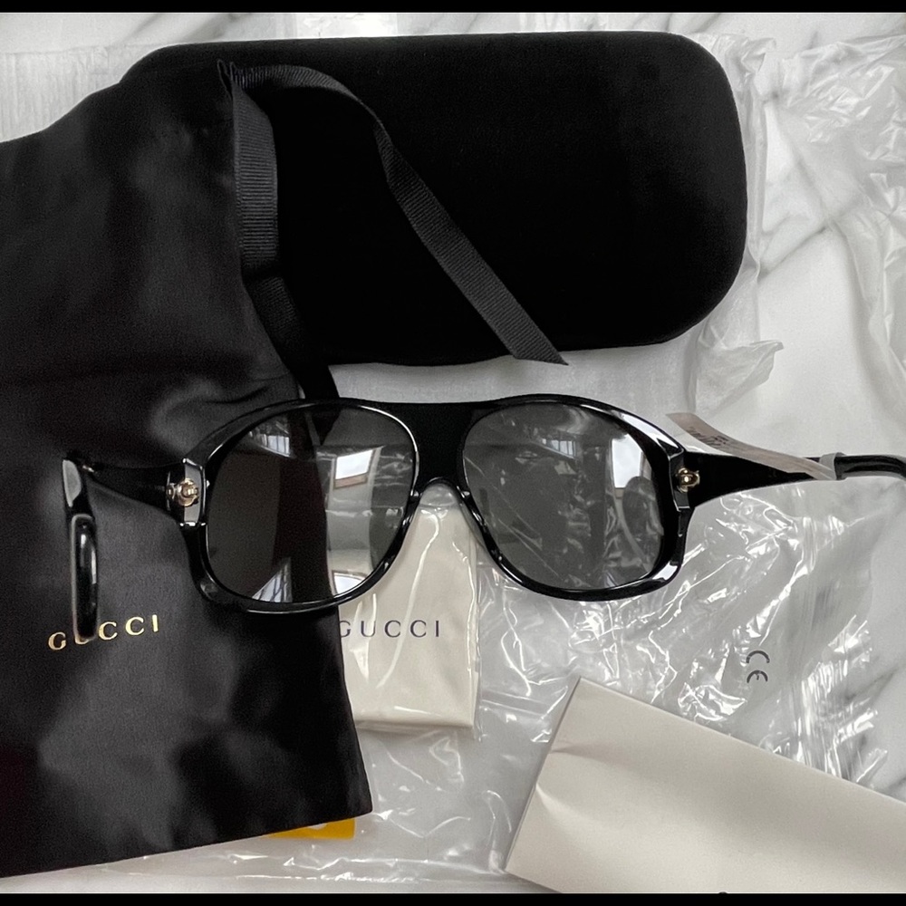 UNISEX GUCCI OVERSIZED PILOT AVIATOR SUNGLASSES - Picture 12 of 16